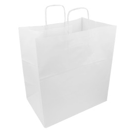 Bolsa Papel Blanca con Asas 100g/m² 36+24x39cm (50 Uds)