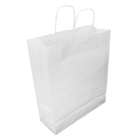 Bolsa Papel Kraft Blanca con Asas 100g/m² 32+12x41cm (25 Uds)