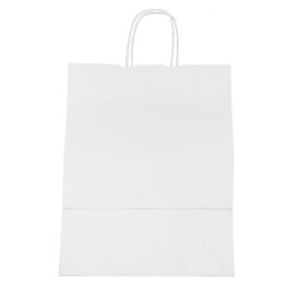 Bolsa Papel Kraft Blanca con Asas 100g/m² 32+12x41cm (25 Uds)