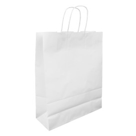 Bolsa Papel Kraft Blanca con Asas 100g/m² 32+12x41cm (25 Uds)