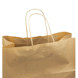 Bolsa Papel Kraft Marron con Asas 90g/m² 32+16x31cm (50 Uds)