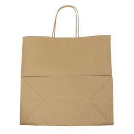 Bolsa Papel Kraft Marron con Asas 90g/m² 32+16x31cm (50 Uds)