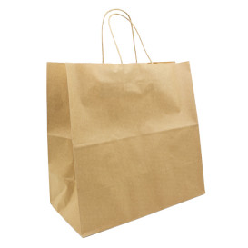 Bolsa Papel Kraft Marron con Asas 90g/m² 32+16x31cm (50 Uds)