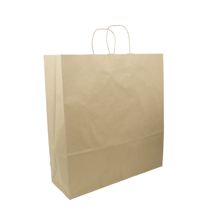 Bolsa Papel Kraft Hawanna con Asas 100g/m² 46+16x49cm (50 Uds)