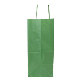 Bolsa Papel Kraft Verde con Asas 80g/m² 26+14x32cm (50 Uds)