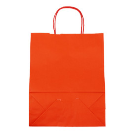 Bolsa Papel Roja con Asas 100g/m² 25+11x31cm (25 Uds)