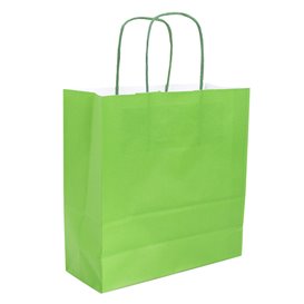 Bolsa Papel Verde con Asas 100g/m² 22+9x23cm (250 Uds)
