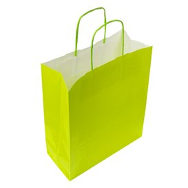 Bolsa Papel Verde con Asas 100g/m² 22+9x23cm (250 Uds)