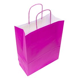 Bolsa Papel Fucsia con Asas 100g/m² 22+9x23cm (25 Uds)