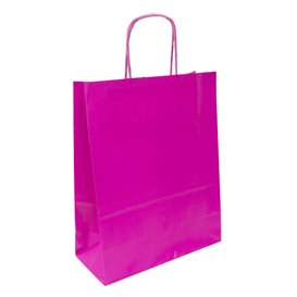 Bolsa Papel Fucsia con Asas 100g/m² 22+9x23cm (25 Uds)