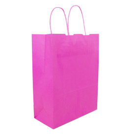 Bolsa Papel Fucsia con Asas 100g/m² 25+11x31cm (200 Uds)