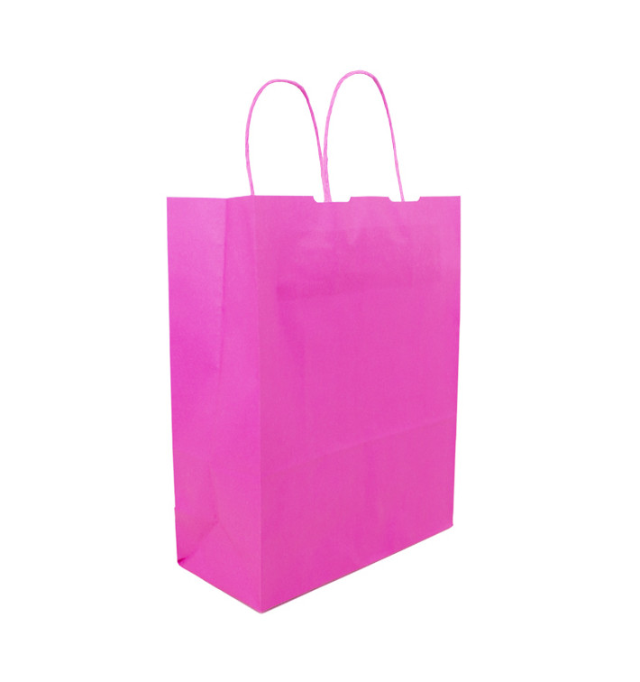 Bolsa Papel Fucsia con Asas 100g/m² 25+11x31cm (200 Uds)