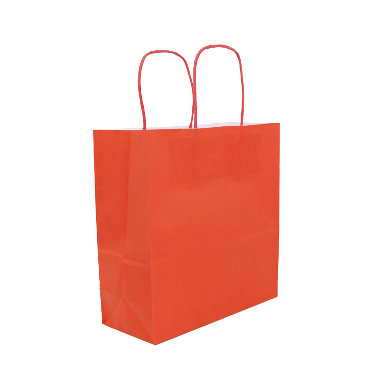 Bolsa Papel Roja con Asas 100g/m² 22+9x23cm (25 Uds)