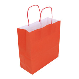 Bolsa Papel Roja con Asas 100g/m² 22+9x23cm (25 Uds)