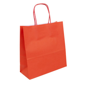 Bolsa Papel Roja con Asas 100g/m² 22+9x23cm (25 Uds)