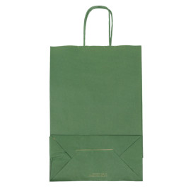 Bolsa Papel Kraft Verde con Asas 80g/m² 20+10x29cm (50 Uds)
