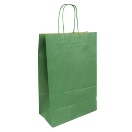 Bolsa Papel Kraft Verde con Asas 80g/m² 20+10x29cm (50 Uds)