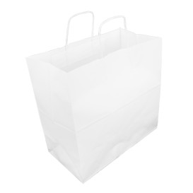 Bolsa Papel Kraft Blanca con Asas 100g/m² 35+18x34cm (250 Uds)
