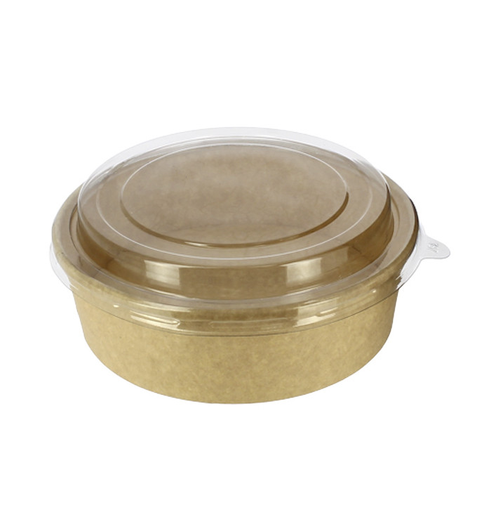 Tarrina Cartón Kraft-Kraft + Tapa RPET 33Oz/1000ml (100 Uds)