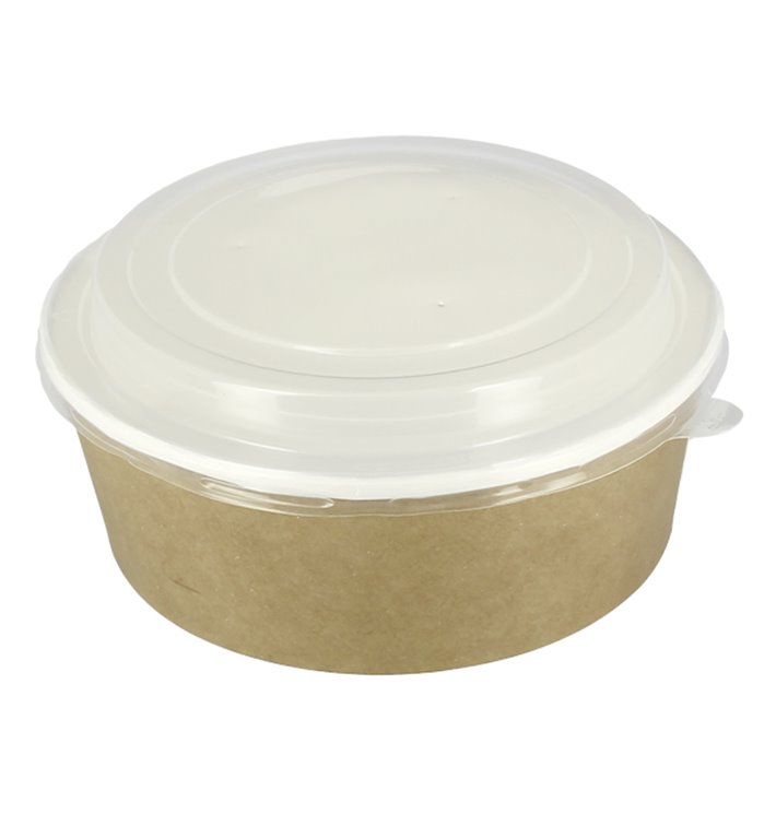Tarrina de Cartón Kraft con Tapa PP 38 Oz/1140ml (100 Uds)