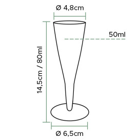 Copa PREMIUM de Plástico para Cava o Vino 80 ml 2P (500 uds)