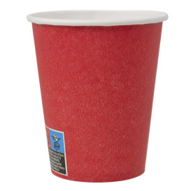 Vaso Cartón Plastic Free 9 Oz/250ml "Colores" Rojo Ø8,0cm (20 Uds)