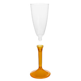 Copa Plástico Cava Pie Naranja Transp. 120ml 2P (200 Uds)