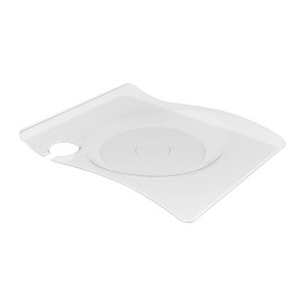 Plato Reutilizable PS "Forma" con Soporte Transp. 22x18 cm (12 Uds)