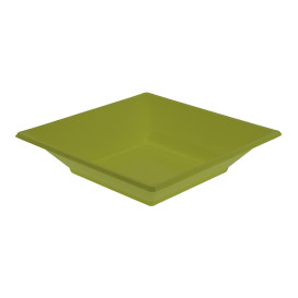 Plato de Plástico Hondo Cuadrado Pistacho 170mm (5 Uds)