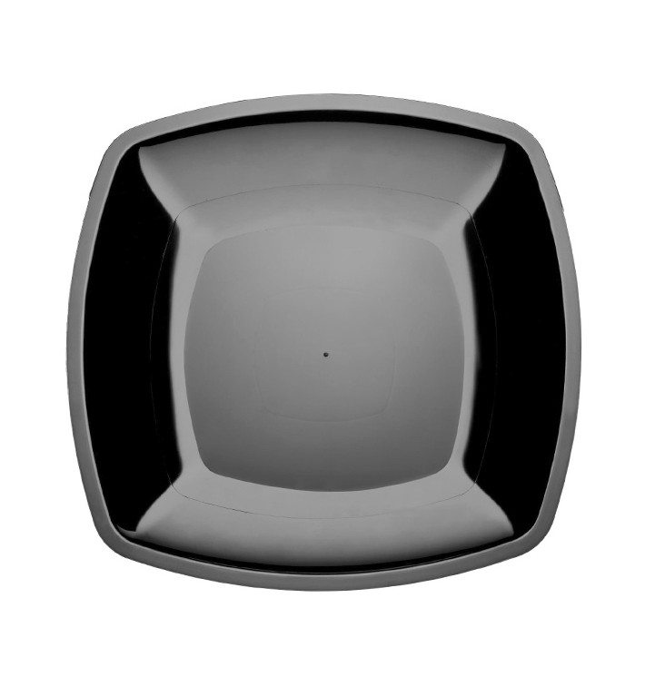 Plato Llano Reutilizable PS Negro Square 30cm (12 Uds)