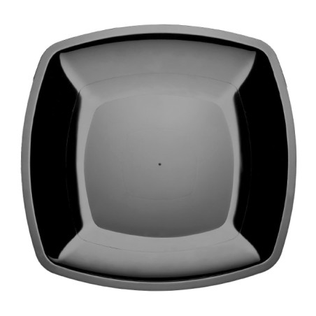Plato Duro Reutilizable PS Llano Negro "Square" 30cm (12 Uds)