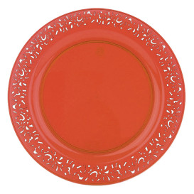 Plato Reutilizable PS Redondo "Lace" Naranja 23cm (4 Uds)