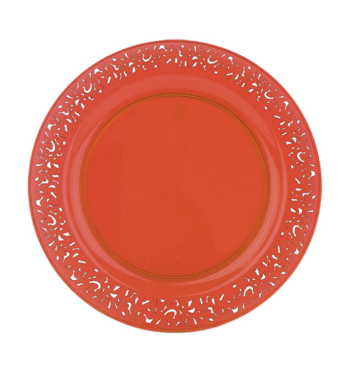 Plato Reutilizable PS Redondo "Lace" Naranja 23cm (4 Uds)