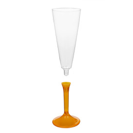 Copa Plástico Cava Pie Naranja Transp. 160ml 2P (20 Uds)