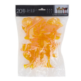 Copa Plástico Cava Pie Naranja Transp. 160ml 2P (20 Uds)