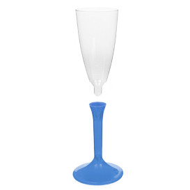 Copa Plástico Cava Pie Azul Transp. 120ml 2P (20 Uds)