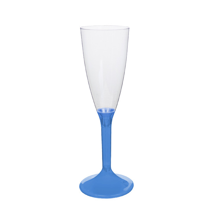 Copa Plástico Cava Pie Azul Transp. 120ml 2P (20 Uds)