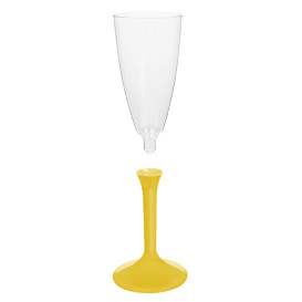 Copa Plástico Cava Pie Amarillo 120ml 2P (200 Uds)