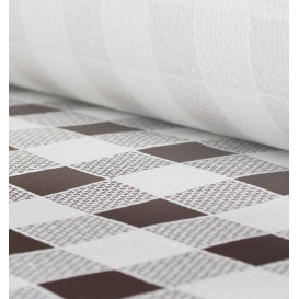 Mantel de Papel Rollo Cuadros Marrones 1x100m. 40g (6 Uds)