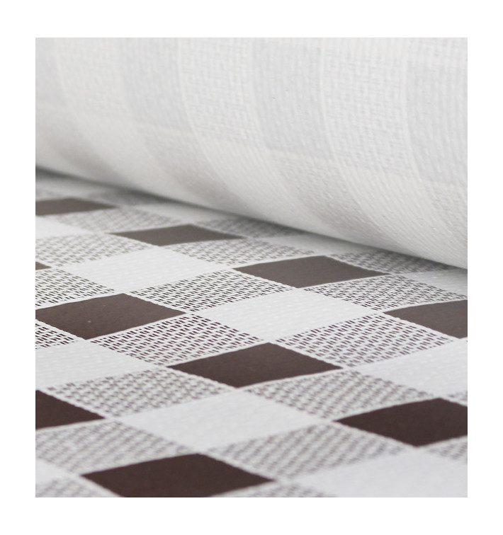 Mantel de Papel Rollo Cuadros Marrones 1x100m. 40g (6 Uds)
