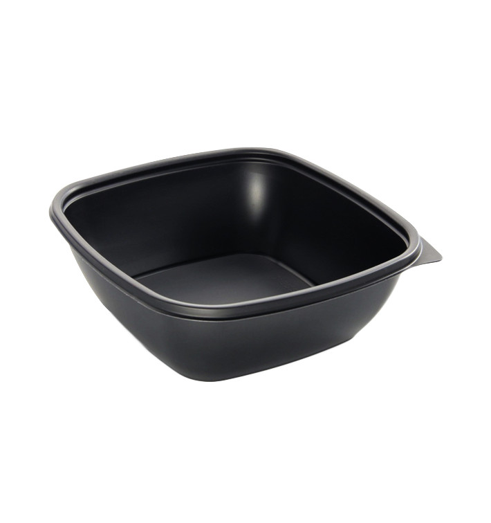 Envase de Plástico PP Negro 750ml 16,5x16,5x6cm (50 Uds)