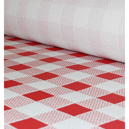 Mantel de Papel Rollo Cuadros Rojos 1x100m. 40g (1 Ud)