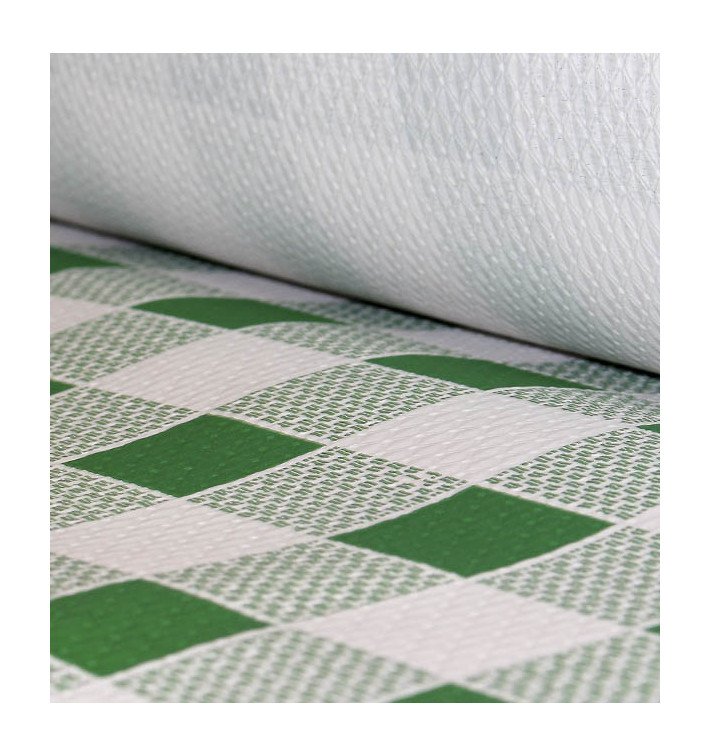 Mantel de Papel Rollo Cuadros Verdes 1x100m. 40g (6 Uds)