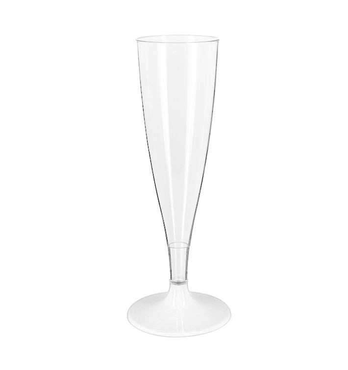 Copa Plástico Reutilizable 2P Pie Blanco Cava 140ml (6 Uds)
