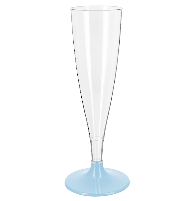 Copa Plástico Reutilizable 2P Pie Azul Cava 140ml (48 Uds)