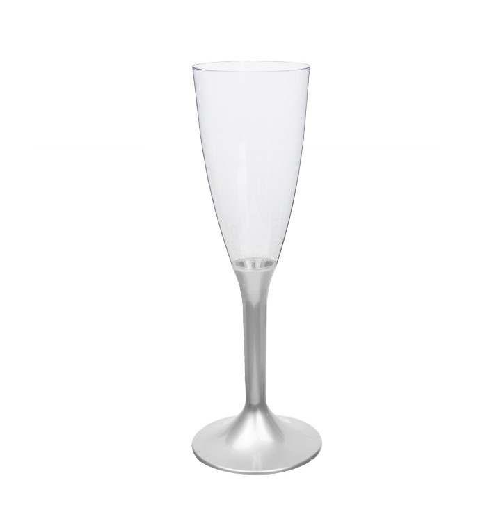 Copa Plástico Cava Pie Gris 120ml 2P (20 Uds)