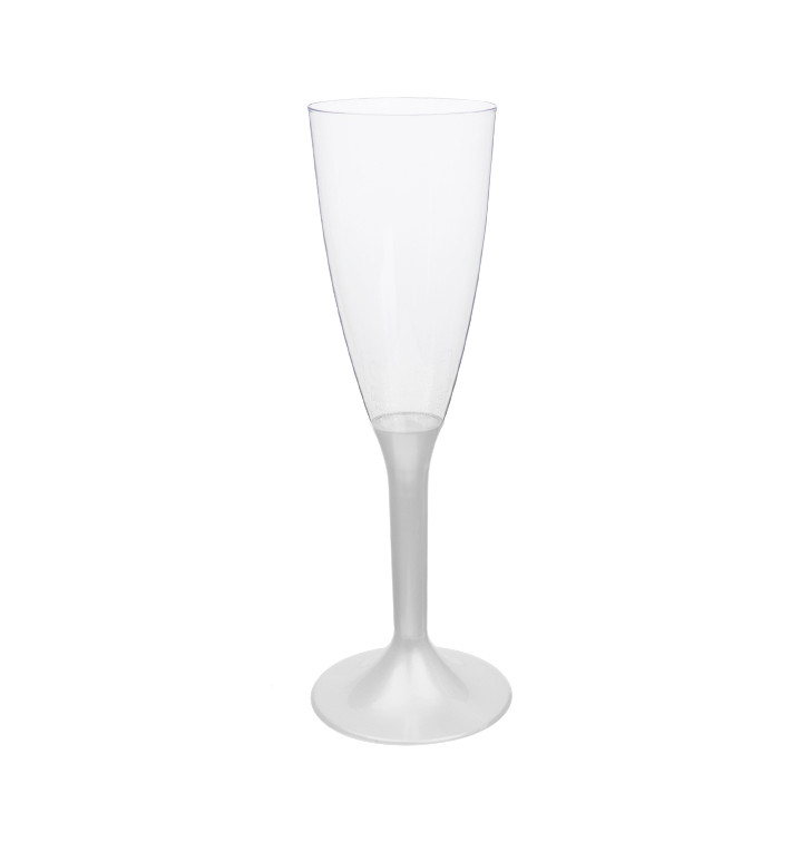 Copa Plástico Cava Pie Blanco Perlado 120ml 2P (20 Uds)
