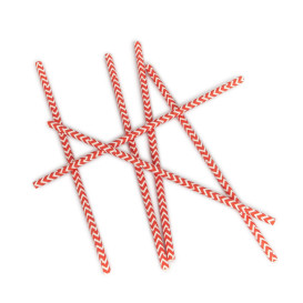 Pajita Recta de Papel Rojo y Blanco Ø6mm 20cm (6000 Uds)
