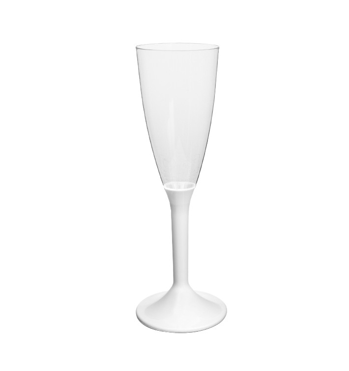 Copa Plástico Cava Pie Blanco 120ml 2P (20 Uds)