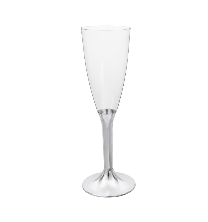 Copa Plástico Cava Pie Niquel Cromado 120ml 2P (20 Uds)